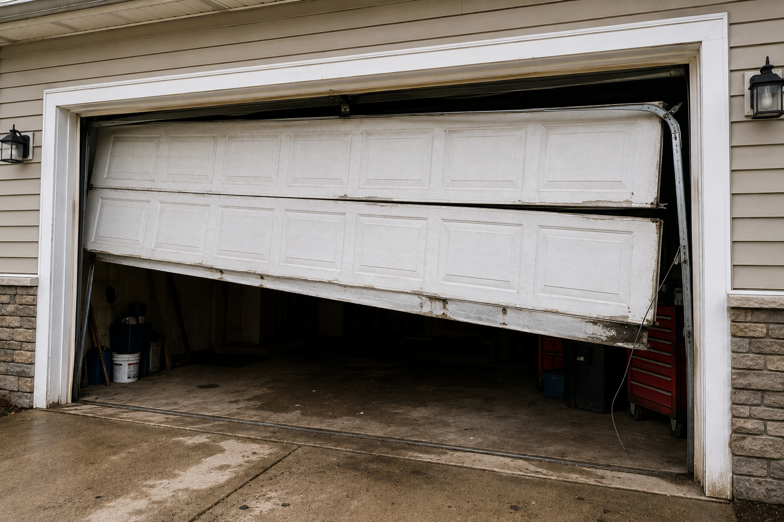 Garage door before service